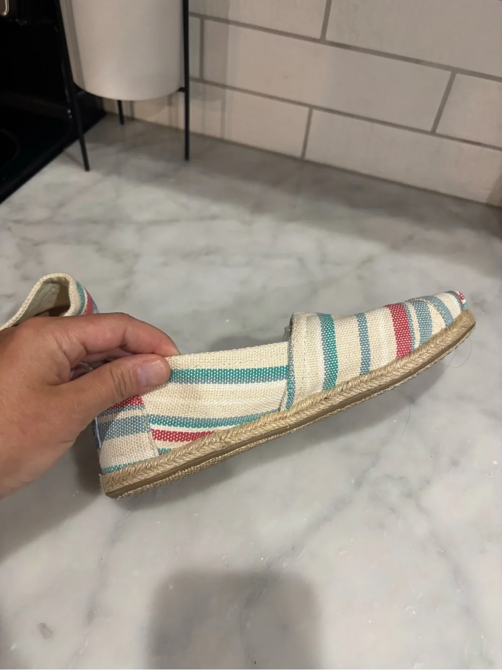 🌸TOMS Women's Striped Canvas‎ Espadrilles in Cream, Teal & Coral